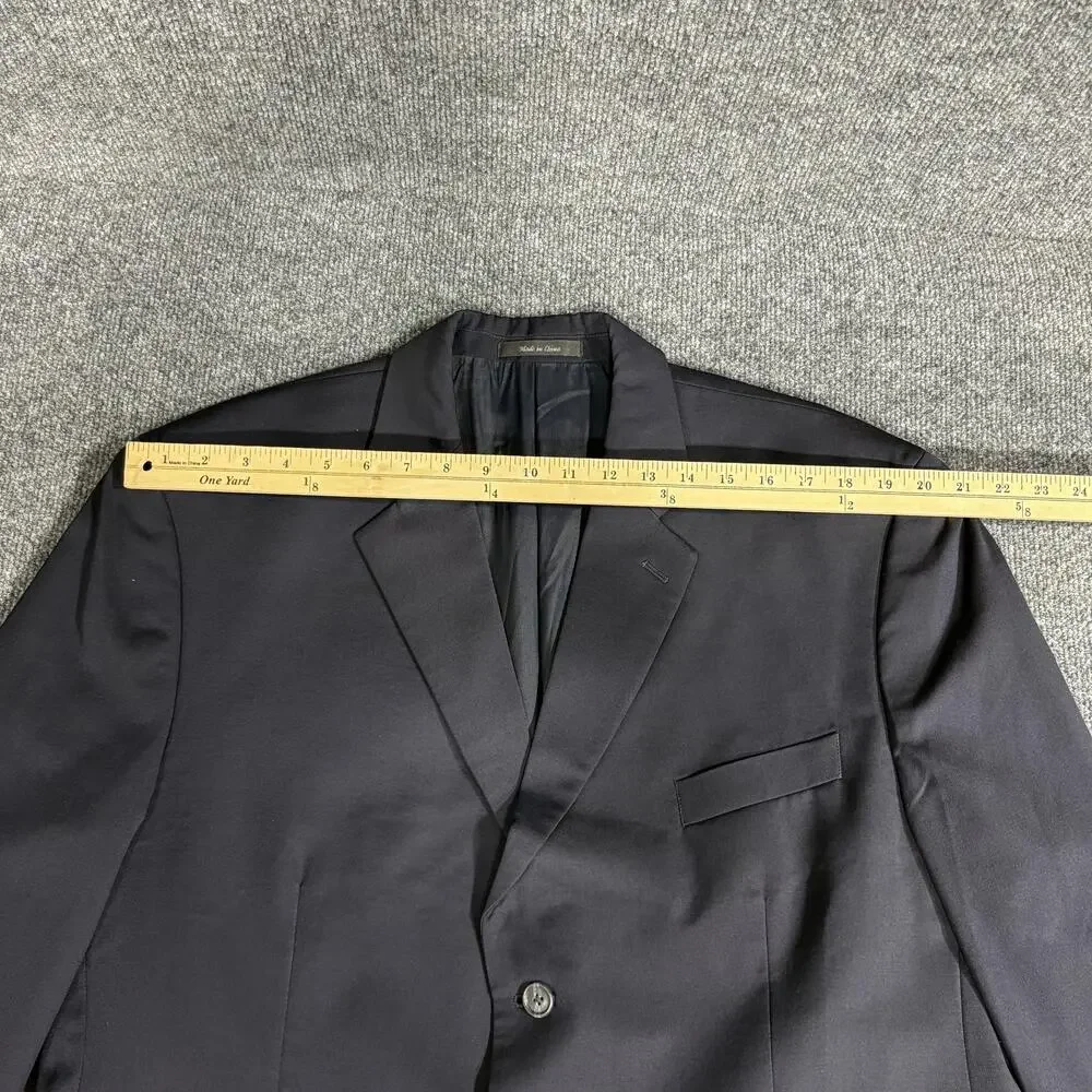 Calvin Klein Blazer Mens 46L Black 100% Wool 3 Button Notch Lapel Sport Coat